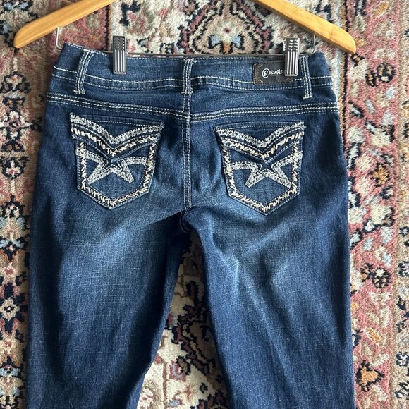 Rewash Women's Denim Dark Wash Embroidery Pockets Bootcut Leg Size 1 - Picture 5 of 16